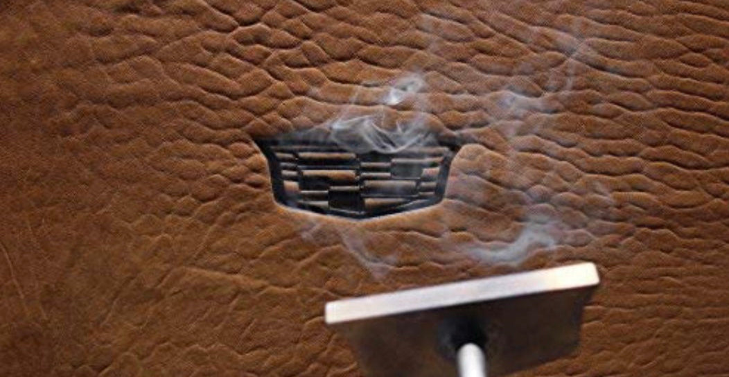 Custom leather branding iron made for Cadillac