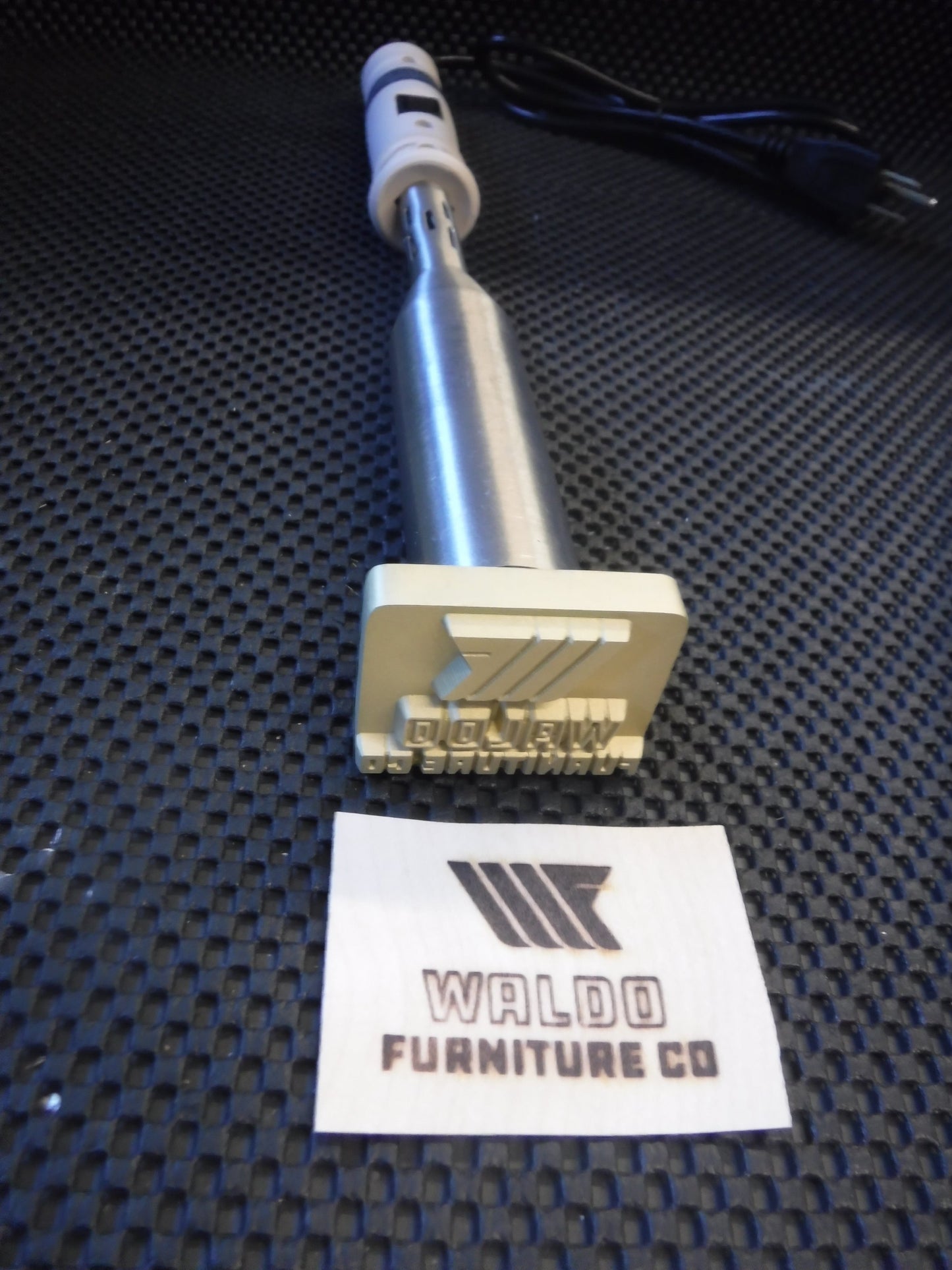 Electrically Heated Brass Branding Iron for Waldo Furniture Co